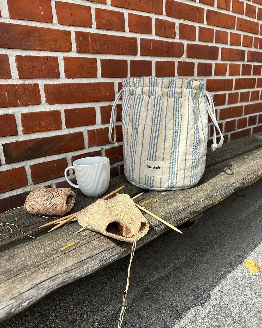 Knitter's Project Bag, striped seersucker