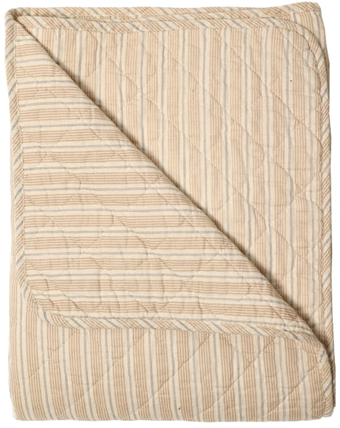 Tæppe, Quilt Ethnic, stripes-beige